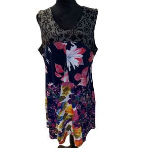 EUC Papillon Women's Floral Patchwork Sleeveless Dress Size XL